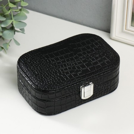 Casket to the leatherette for jewelry "Crocodile leather" black 15x10.5x5 cm