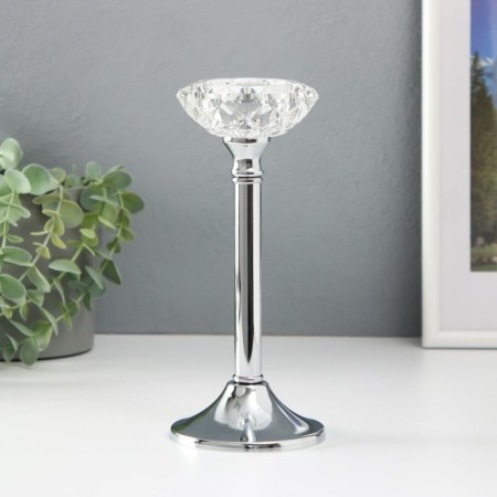 Summary metal, glass per 1 candle "Crystal bowl" d = 5 cm silver 9x9x20.5 cm-1