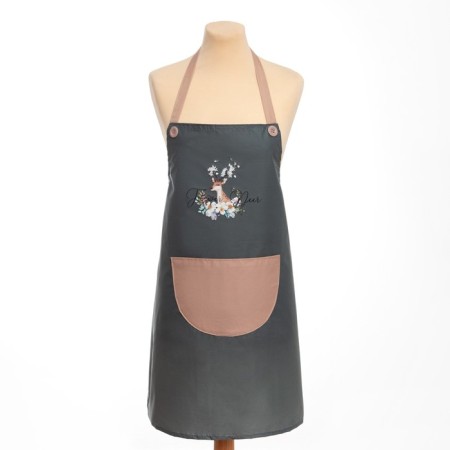 Apron Ethel "Flower Deer", col. blue, 70*68 cm, 100% p/e-4