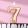 Candle for the Cake "European Giant", a number 7, 7 cm, pink gold