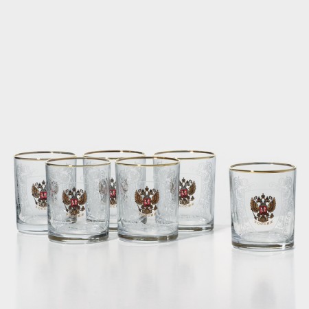 Set of glass glasses "Russia", 250 ml, 6 pcs