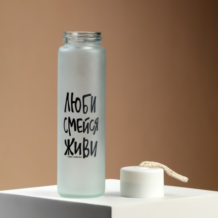 Water bottle "Love, laugh, live", glass, color mix, 350 ml-4