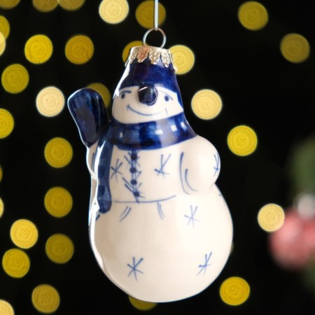 Souvenir on the Christmas tree "Snowman", 8 cm, Gzhel-5