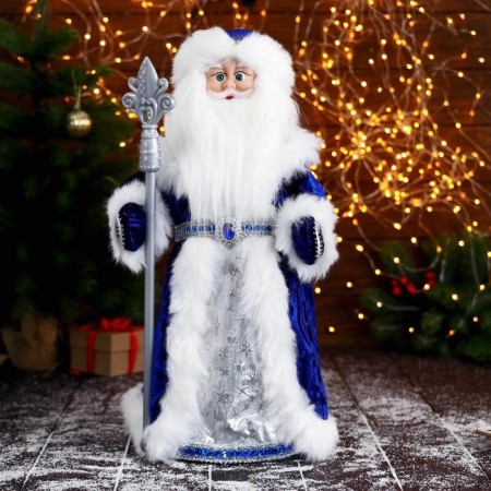 Santa Claus "in a blue-silver coat, with a patterned staff" moves, 25x50 cm