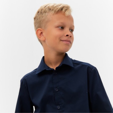 Shirt for the boy Minaku: School Collection, dark blue color, height 152 cm-5