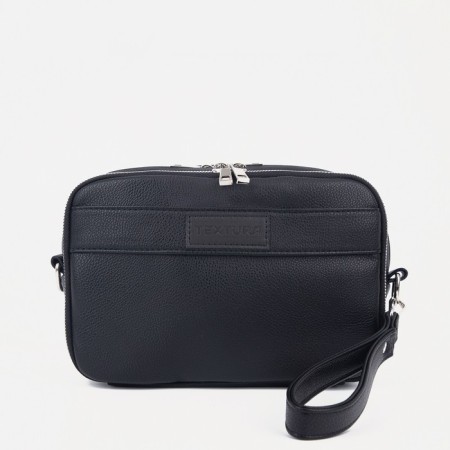 Male clutch, textura, artificial leather, black color