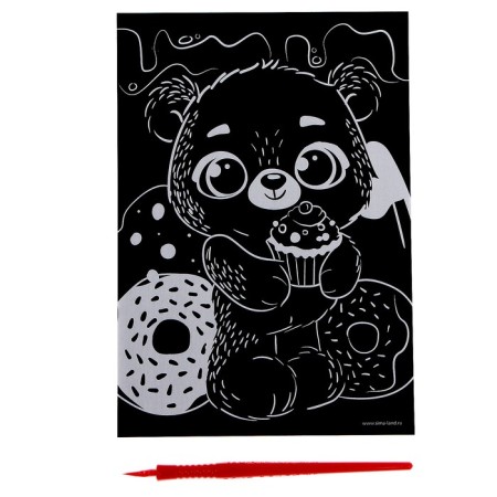 Set for creativity: engraving and coloring voluminous from plastic "Cute Bear", mix-4