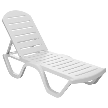 Plastic deck chair, 198 x 62 x 32 cm, white
