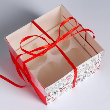 Capcake box "Time of good gifts", 16 x 16 x 10 cm, New Year-3