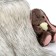 Long -bended knitted -based flap, 50 x 50 cm, white fur with gray