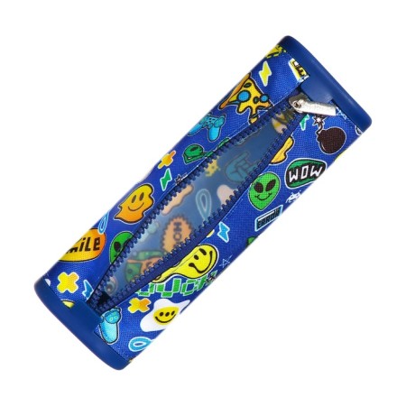 Penal soft, 1 compartment, quadro, 70 x 200 mm, Hatber "stickers" silicone+textiles, blue npn_72260-3