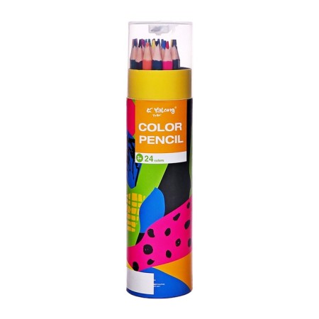 Pencils 24 colors, in a tube, hexagonal, wooden, abstraction-8