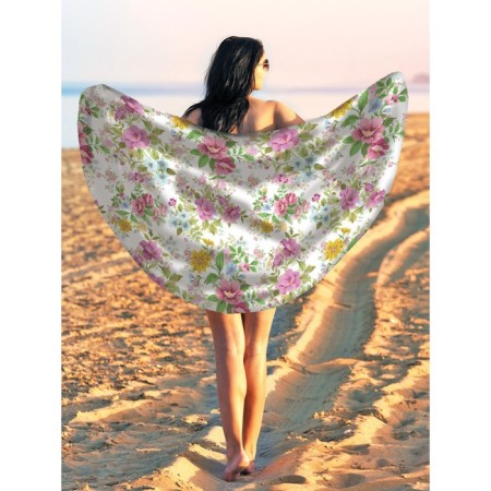 Pareo and beach rug "Sea of ​​flowers", d = 150 cm