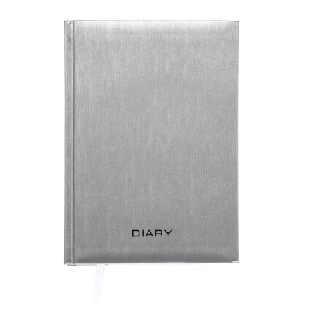 Leduced Diary A5, 160 sheets, attomex.Rigent, solid boumvinyl cover with foam rubber, liesse, block 70 g/m2, silver