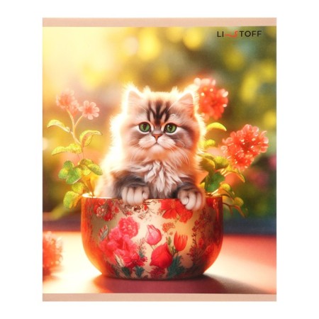 Notebook of 48 sheets in the cage "Fluffy and beautiful", covered cartoon, selective varnish with sparkles, block 60 g/m2, mix-2