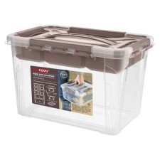 Ящик универсальный GRAND BOX, цвет коричневый, с замками и вставкой-органайзером, 6,65 л