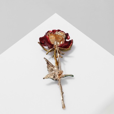 Brooch "Rose", red-green in gold-1