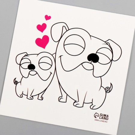 Tattoo on the body black "pugs" 6x6 cm-5