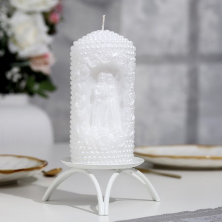 Candle-cylinder wedding "lovers", 14x6.5cm, white, 48 hours, home