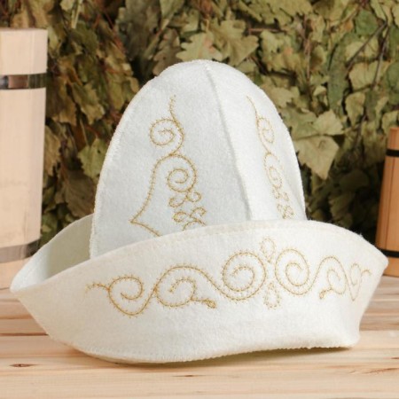 Bath cap with embroidery "Kazakhstani male cap with golden patterns