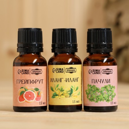 A set of essential oils 3 pcs "Grapefruit, Ilang-Ylang, Patchouli" 15 ml-1