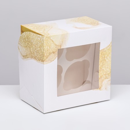 Packaging for 4 cupcakes with a window, Bant, 16 x 16 x 10 cm-3