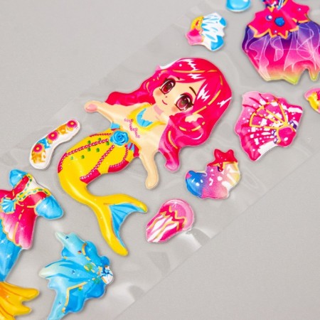 Stick plastic volumetric "mermaids and outfits" with gold stroke mix 33.5x6 cm-2