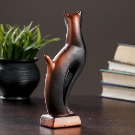 Figure "Cat Lynx" Black with copper 6x5x21cm-2