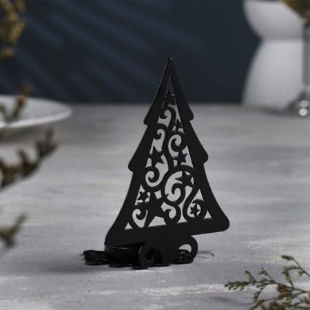 Climb "Christmas tree with stars" metal for one candle, 6.6x10x13 cm, black-2