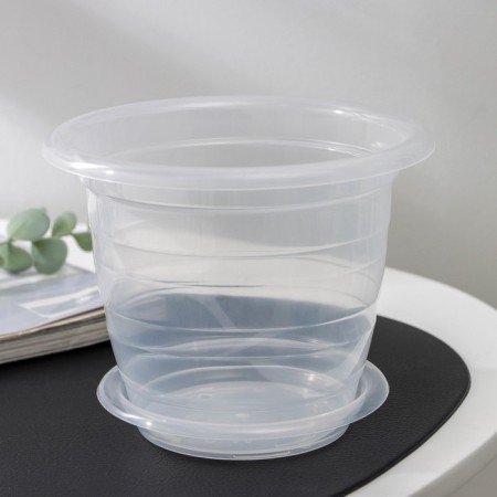 Pot for orchids with a pallet, 1 l, the color is transparent