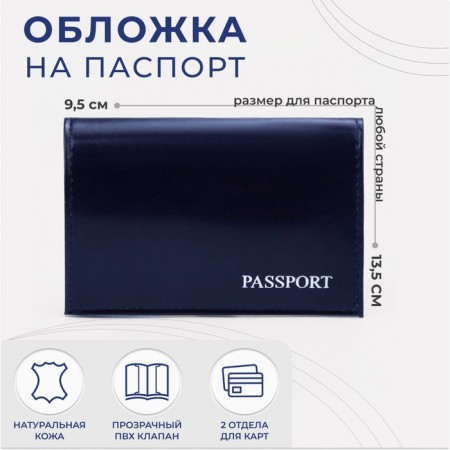 Cover for passport, blue color