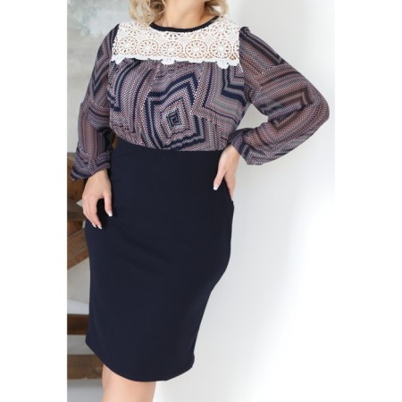 Female dress, size 52, blue, white color-4