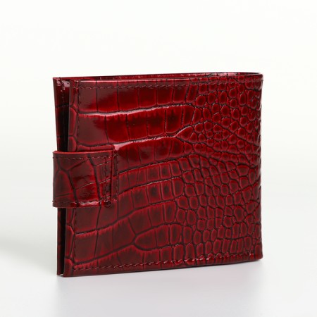 Men's purse on the button, Textura, a map for cards, coins, burgundy color-2