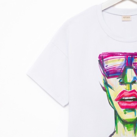 Women's T-shirt Minaku "Girl" Color White, Rr. 48-7