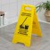 The sign "Attention! Cleaning is going on, 61 × 30 cm, plastic, yellow color