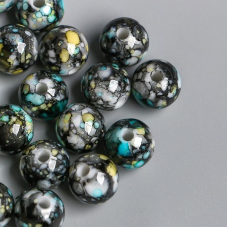 Beads for creativity plastic "Marble. Black" d = 1.2 cm set 20 grams