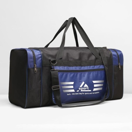 Road bag with lightning, 3 outer pockets, long belt, black/blue color