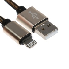 Lightning cable - usb, 2.1 a, nylon braid, 2 meters, golden