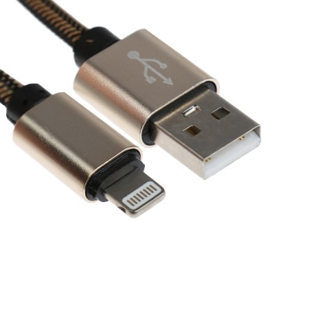 Lightning cable - usb, 2.1 a, nylon braid, 2 meters, golden