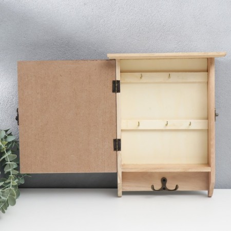 Keywood tree 6 hooks "Key and lock" Natural 29x7.5x23 cm-2