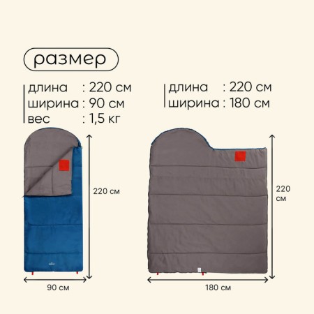Maclay Camping Comfort Summer sleeping bag, blanket, 2 layers, right, 220x90 cm, +10/ +25 ° C-2