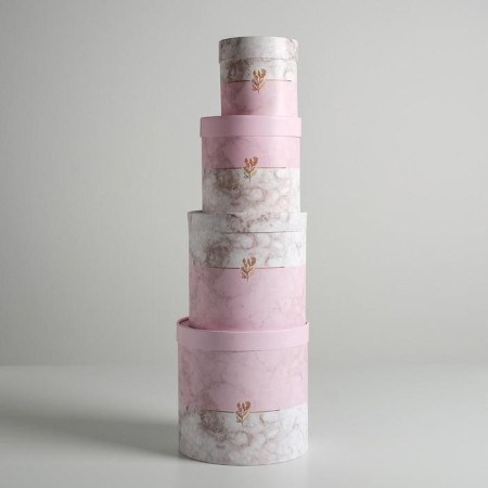A set of boxes of thin cardboard 4 in 1, gift packaging, “marble”, 12 x 12 - 20 x 20 cm-2