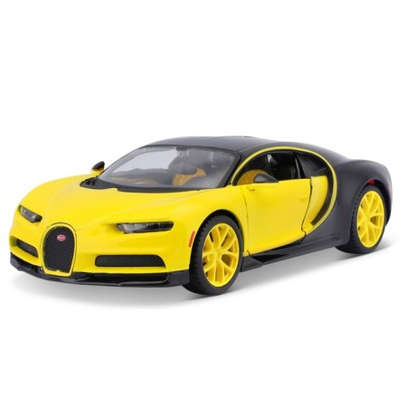 MASTO DIE-CAST BUGATTI Chiron machine, opening doors, 1:24, Black and yellow color-11