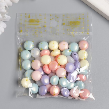 Beads for creativity Plastic "flattened ball. Pastel" Purvalum set 20 grams 0.6x1x1 cm-2