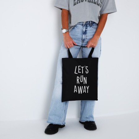 Soper bag “Let's run away far”, 40x35x0.5 cm, without lightning, without lining, black color-8