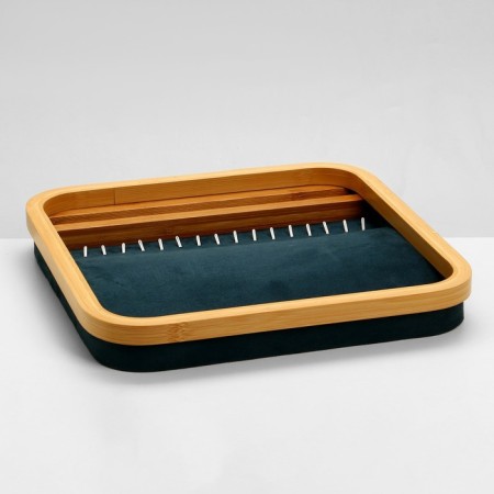 Bust on the stand "Style", rectangular base, 17 hooks, wood, 30 × 30 × 4 cm, blue color-5