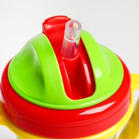 Drunker - children's impotion with silicone tube "My Teddy Bear", 240 ml., With handles, green color-3