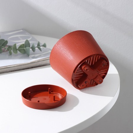 Pot for flowers with a basal watering “Alliance”, 0.4 l, D = 10 cm, h = 8.5 cm, color terracotta-2