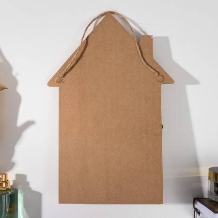 Hooks decorative wood "house - succulent in a pot" 30x20x4 cm-2