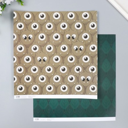 Scrapbooking paper bilateral "monsters and leaves" density 180 g 30.5x32 cm-1